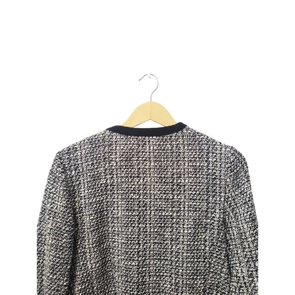 Kate Spade Scalloped Open-front Tweed Jacket Black/White - Picture 6 of 10